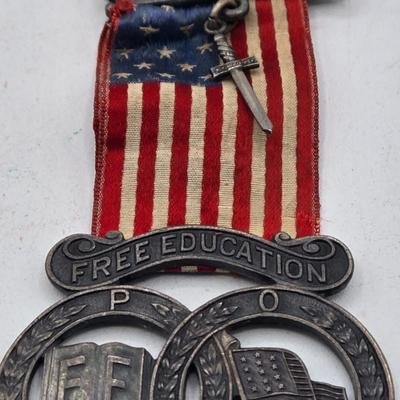 LOT 37J: Patriotic Order of the Sons of America (P.O.S. of A.) Free Education Medals