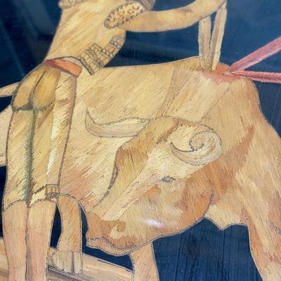 LOT 79: Signed Intricate Artwork - Bull Riding / Fighting