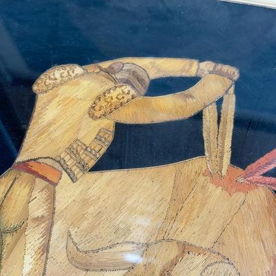 LOT 79: Signed Intricate Artwork - Bull Riding / Fighting