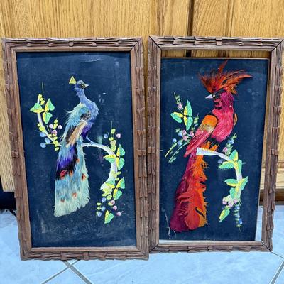 LOT 80: Hand Made Feather Bird Art