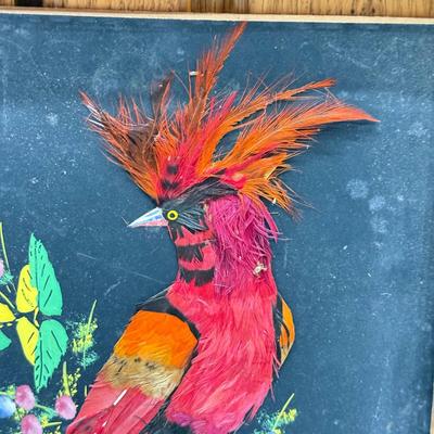 LOT 80: Hand Made Feather Bird Art