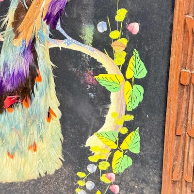 LOT 80: Hand Made Feather Bird Art