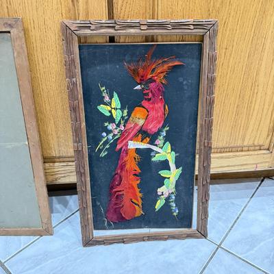 LOT 80: Hand Made Feather Bird Art