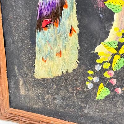 LOT 80: Hand Made Feather Bird Art