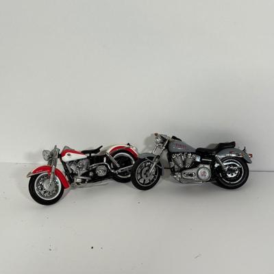 LOT 81: The Franklin Mint Motorcycle Models w/ COAs & American Flag Motorcycle Model w/ Helmet & Display Case