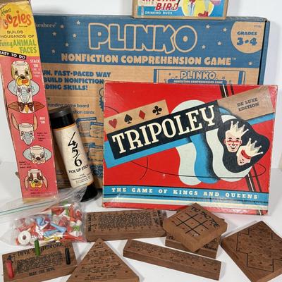 LOT 82: Vintage Games: Plinko, Tripoley, Wood Peg Games & More