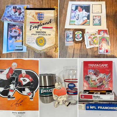 LOT 83: Vintage & Modern Sports Memorabilia: NHL Philadelphia Flyers, New York Yankees, NFL Football Games, England v Sweden Banner...