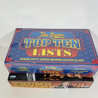 LOT 85: Trunk for Trivia, Cheers Board Game, Trump Board Game & Top Ten Lists Game