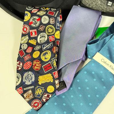 LOT 93: Stetson & Calvin Klein Hats, Calvin Klein Ties & More Hats