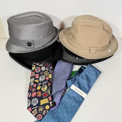 LOT 93: Stetson & Calvin Klein Hats, Calvin Klein Ties & More Hats