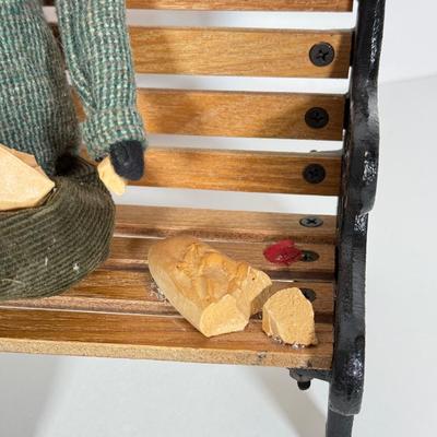 LOT 94: 1997 Byer's Choice The Carolers Man on Bench Feeding Birds