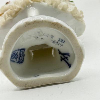 LOT 100: Dresden Doll Style Porcelain Figures, Wall Mounted Victorian Lady w/ Bird & More