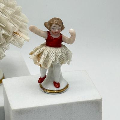 LOT 100: Dresden Doll Style Porcelain Figures, Wall Mounted Victorian Lady w/ Bird & More