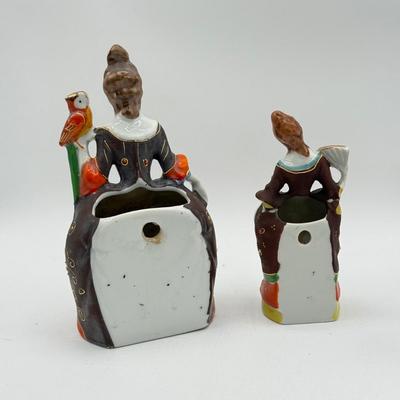 LOT 100: Dresden Doll Style Porcelain Figures, Wall Mounted Victorian Lady w/ Bird & More