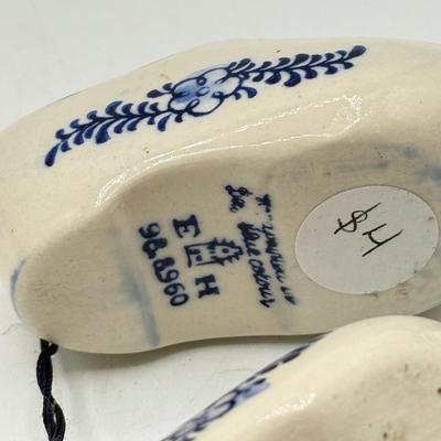 LOT 101: Porcelain Figurines: Victorian Figures, Delft Style Clogs & Windmill