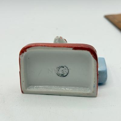 LOT 102: Vintage Japanese Porcelain Figurines: Calendar w/ Pages, Atlantic City Souvenir & More