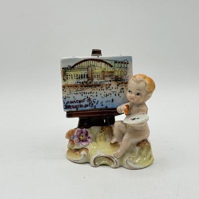 LOT 102: Vintage Japanese Porcelain Figurines: Calendar w/ Pages, Atlantic City Souvenir & More