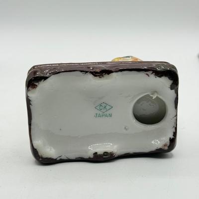 LOT 102: Vintage Japanese Porcelain Figurines: Calendar w/ Pages, Atlantic City Souvenir & More