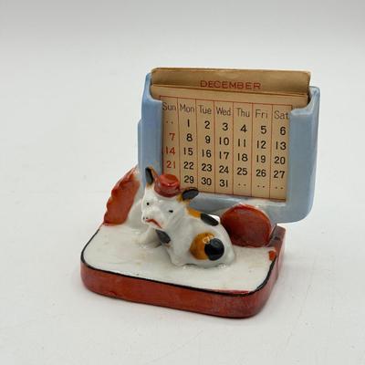 LOT 102: Vintage Japanese Porcelain Figurines: Calendar w/ Pages, Atlantic City Souvenir & More
