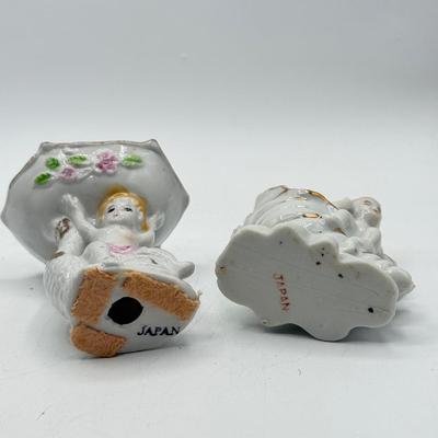 LOT 102: Vintage Japanese Porcelain Figurines: Calendar w/ Pages, Atlantic City Souvenir & More