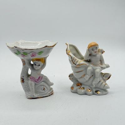 LOT 102: Vintage Japanese Porcelain Figurines: Calendar w/ Pages, Atlantic City Souvenir & More