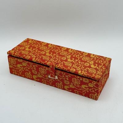 LOT 104: Dragon Topped "Robert" Stamp Set, Dharma Matchbook & Three Japanese Kokeshi Wooden Dolls