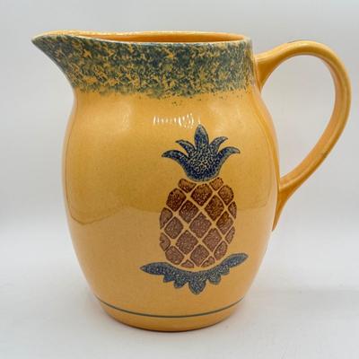 LOT 107: Pfaltzgraff Pineapple "Friendship" Pitcher & Hula Girl S&P Shakers