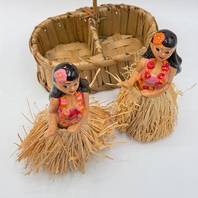 LOT 107: Pfaltzgraff Pineapple "Friendship" Pitcher & Hula Girl S&P Shakers