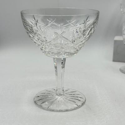 LOT 109: Hand Blown Glass Fish Paperweight w/ Waterford & More Stemmed Crystal Glasses
