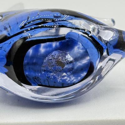 LOT 109: Hand Blown Glass Fish Paperweight w/ Waterford & More Stemmed Crystal Glasses