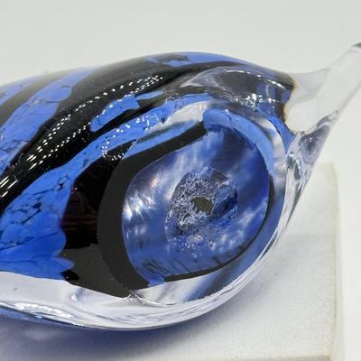 LOT 109: Hand Blown Glass Fish Paperweight w/ Waterford & More Stemmed Crystal Glasses