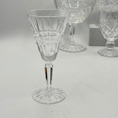 LOT 109: Hand Blown Glass Fish Paperweight w/ Waterford & More Stemmed Crystal Glasses