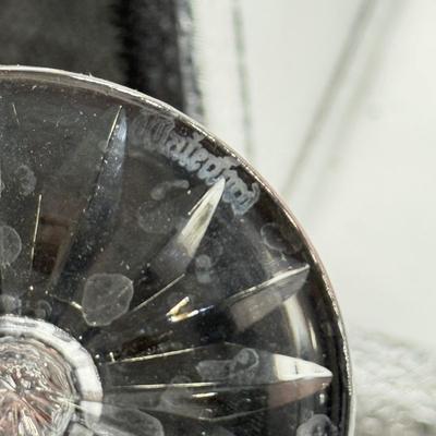 LOT 109: Hand Blown Glass Fish Paperweight w/ Waterford & More Stemmed Crystal Glasses