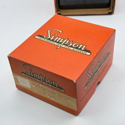 LOT 111: Vintage Simpson Roentgens Panel Meters w/ Boxes & Vintage Hewlett Packard DBM Milliwatts Panel Meter