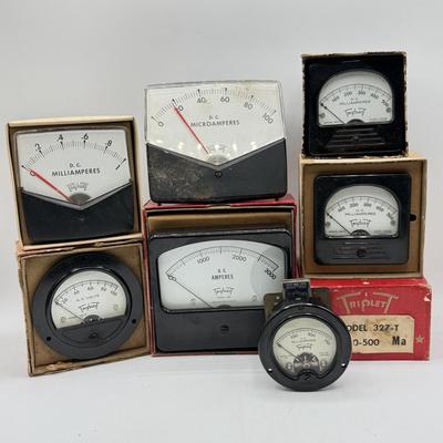 LOT 142: Vintage Triplett Panel Meters, some w boxes