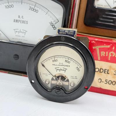 LOT 142: Vintage Triplett Panel Meters, some w boxes