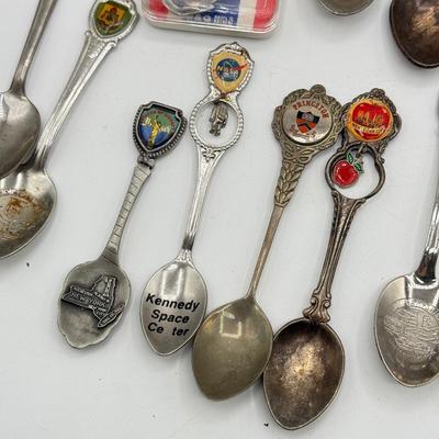 LOT 147: Collection of Souvenir Spoons: Pewter, Silver Plate & More
