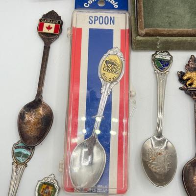 LOT 147: Collection of Souvenir Spoons: Pewter, Silver Plate & More