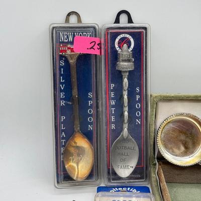 LOT 147: Collection of Souvenir Spoons: Pewter, Silver Plate & More