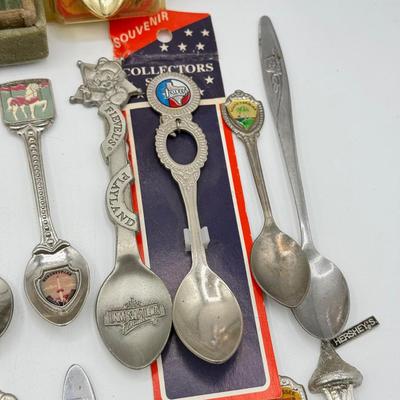 LOT 147: Collection of Souvenir Spoons: Pewter, Silver Plate & More