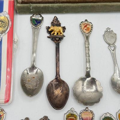 LOT 147: Collection of Souvenir Spoons: Pewter, Silver Plate & More