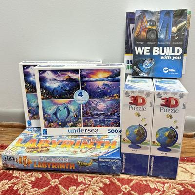 LOT 161: Sealed NIP Puzzles: 3D Ravensberger, Advertising & Ocean Themed