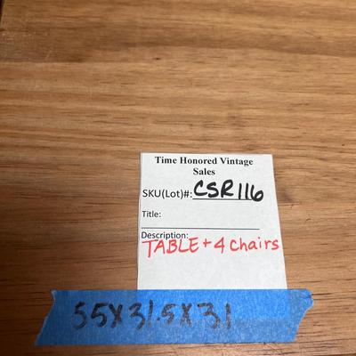 Sold Wood Rectangular Table and 4 Chairs