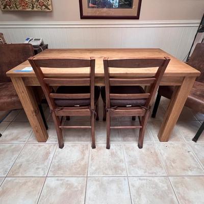 Sold Wood Rectangular Table and 4 Chairs