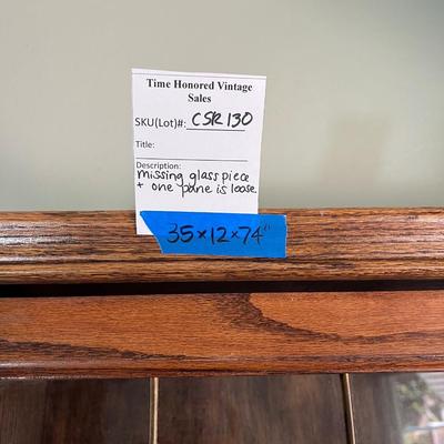 Vintage Leaded Glass Oak Wood Lawyers Bookcase