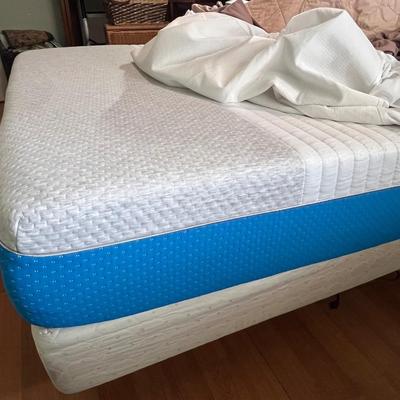 Full Size Bedframe, Mattress, Boxspring Headboard and Bedding