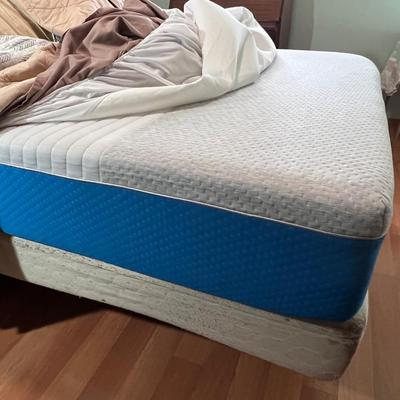 Full Size Bedframe, Mattress, Boxspring Headboard and Bedding