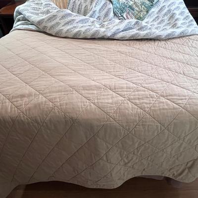 Full Size Bedframe, Mattress, Boxspring Headboard and Bedding
