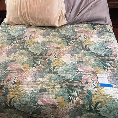 Full Size Bedframe, Mattress, Boxspring Headboard and Bedding