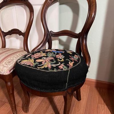 2 Wooden Covered Chairs